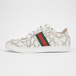 White Gucci perforated sneaker side view