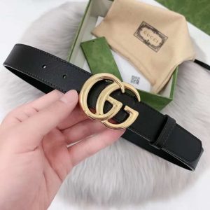 GG Marmont Thin Belt Black Antique Brass Reps - GCB008 - view 01