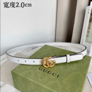 GG Marmont Thin Belt White Antique Brass Reps - GCB010 - view 01