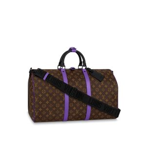 Louis Vuitton Keepall Bandoulière 50 Monogram Macassar Canvas Travel Reps - LK26 - view 01