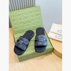 Gucci Men's Riviera GG Slide Sandals – Black main product view