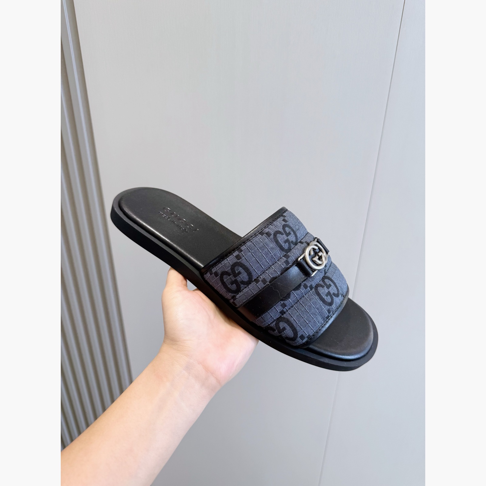 Gucci Men's Riviera GG Slide Sandals – Black alternate product view 2