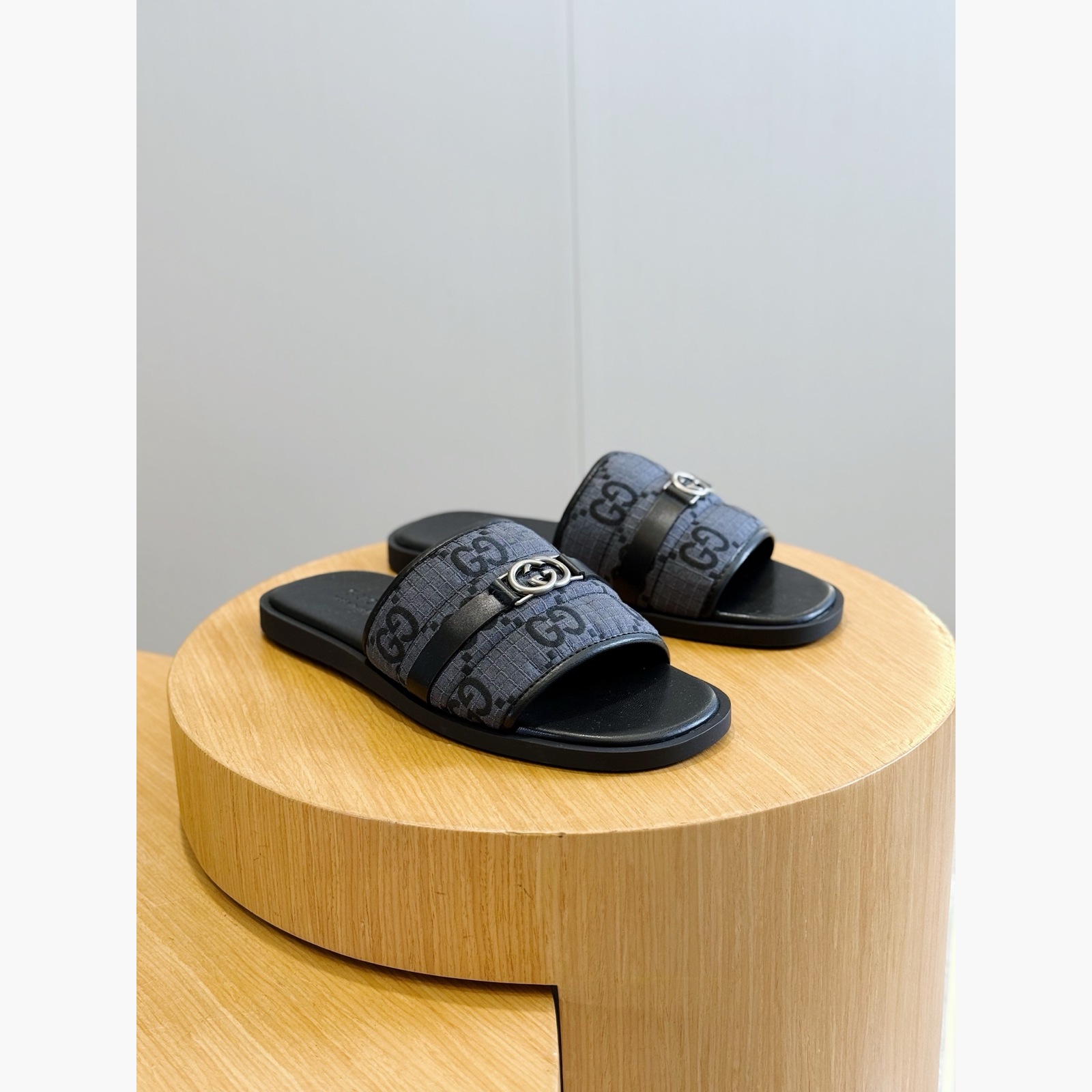 Gucci Men's Riviera GG Slide Sandals – Black alternate product view 3