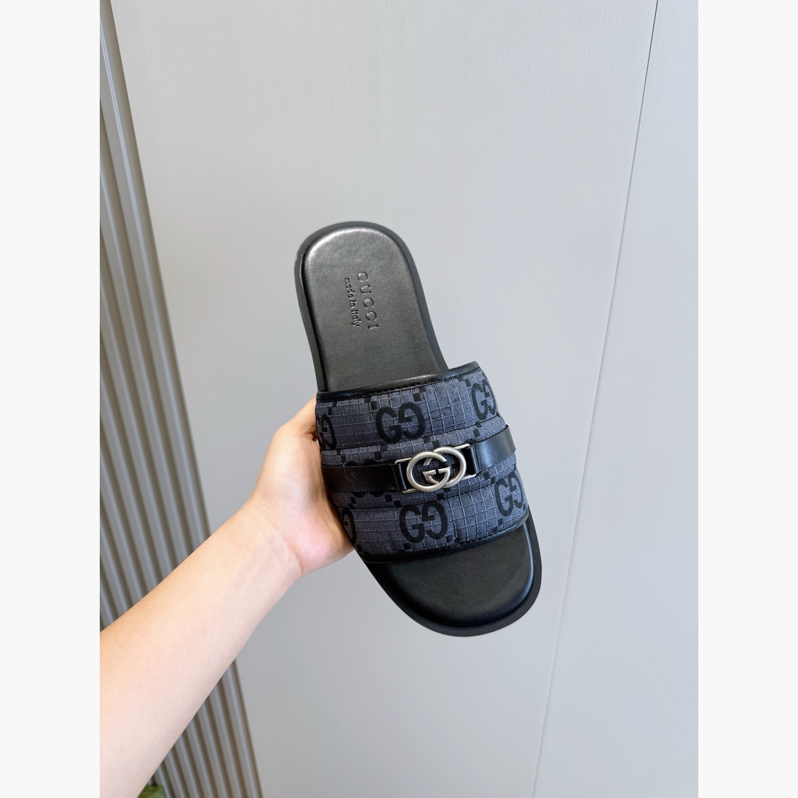 Gucci Men's Riviera GG Slide Sandals – Black alternate product view 4