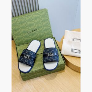 Gucci Men's Riviera GG Supreme Slide Sandals – Blue/White main product view