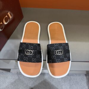 Gucci Men's GG Supreme Double G Slide Sandals – Black/Brown main product view