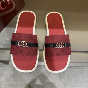 Gucci Men's GG Supreme Double G Slide Sandals – Red/White main product view