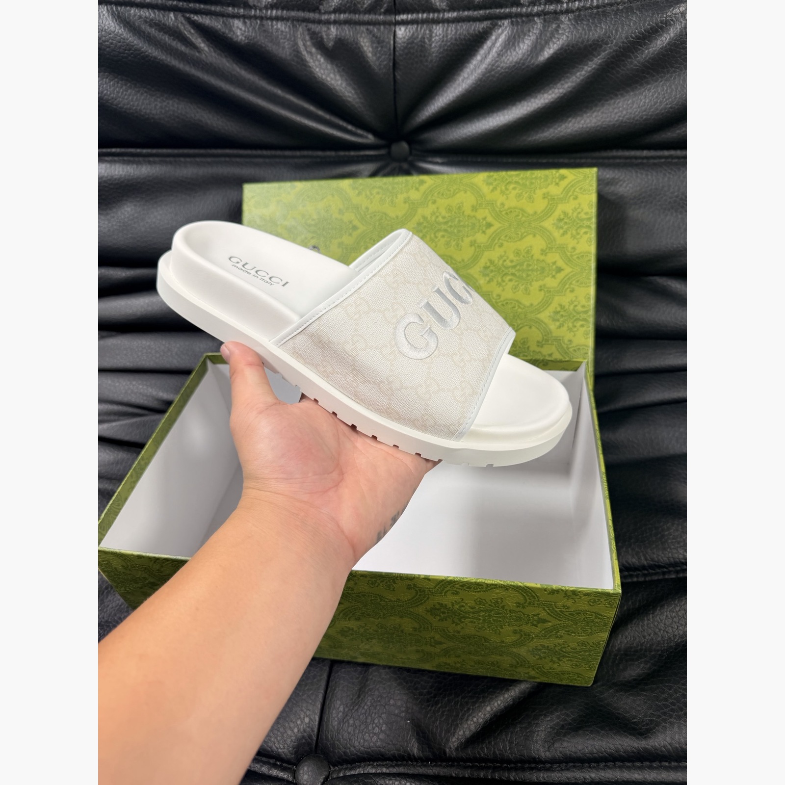 Gucci Women's Logo Slide Sandals – White alternate product view 3