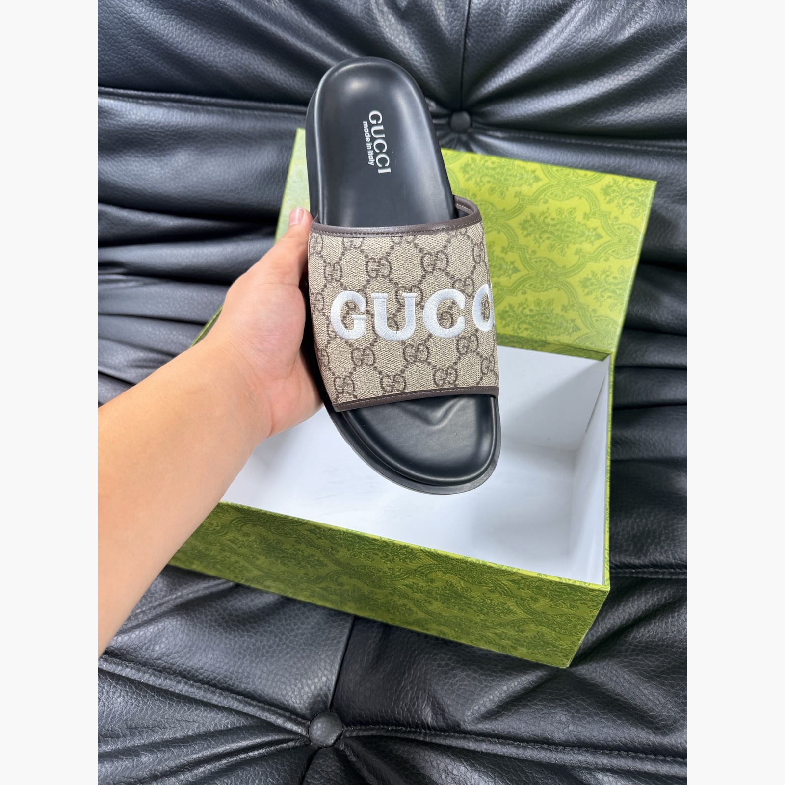Gucci Women's Logo Slide Sandals – Beige/Black alternate product view 4