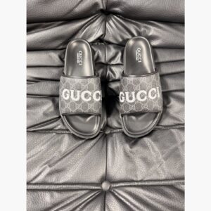 Gucci Women's Logo Slide Sandals – Gray/Black main product view