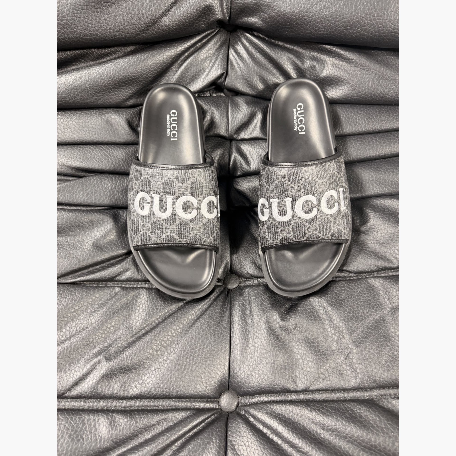 Gucci Women's Logo Slide Sandals – Gray/Black main product view