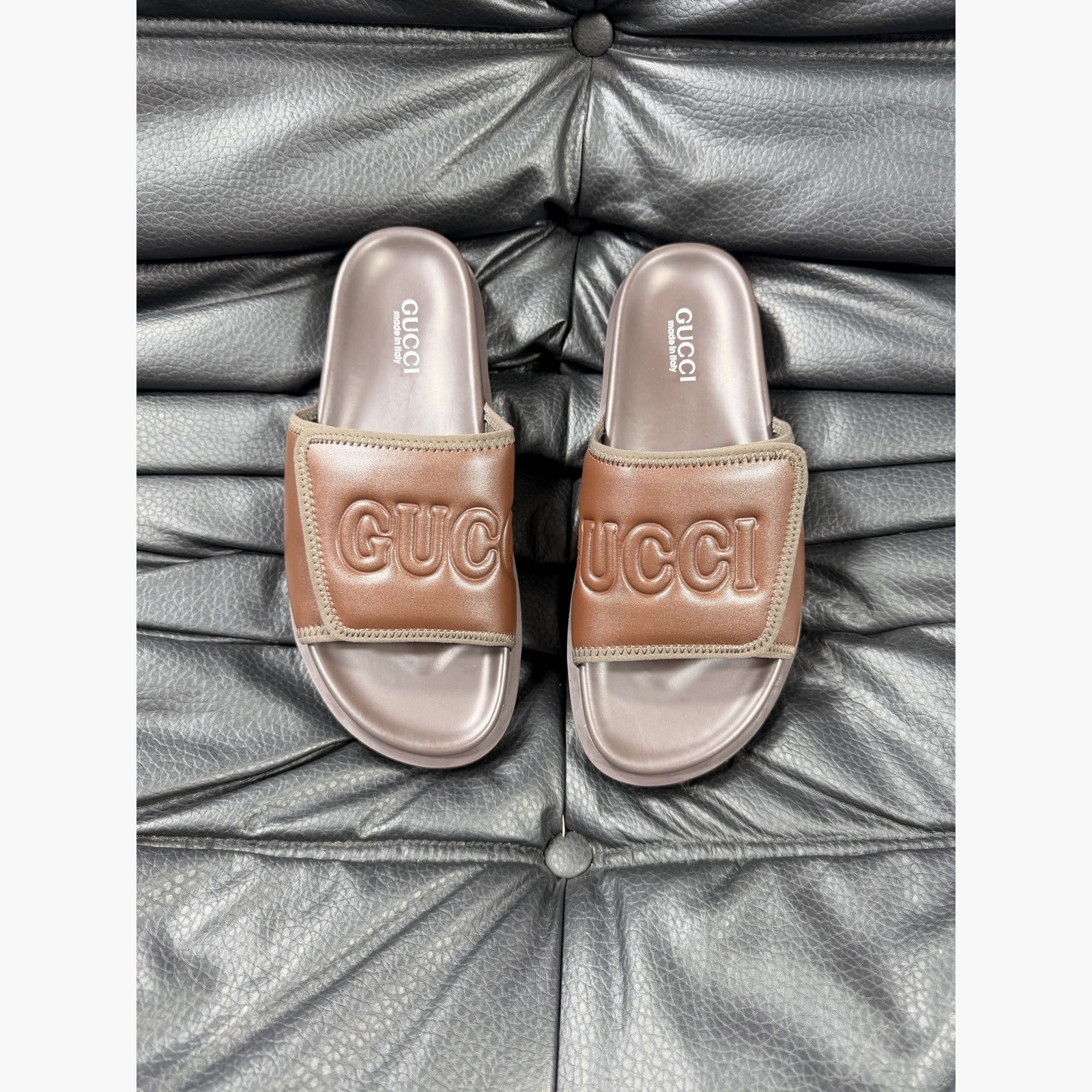 Gucci Women's Logo Slide Sandals – Brown main product view