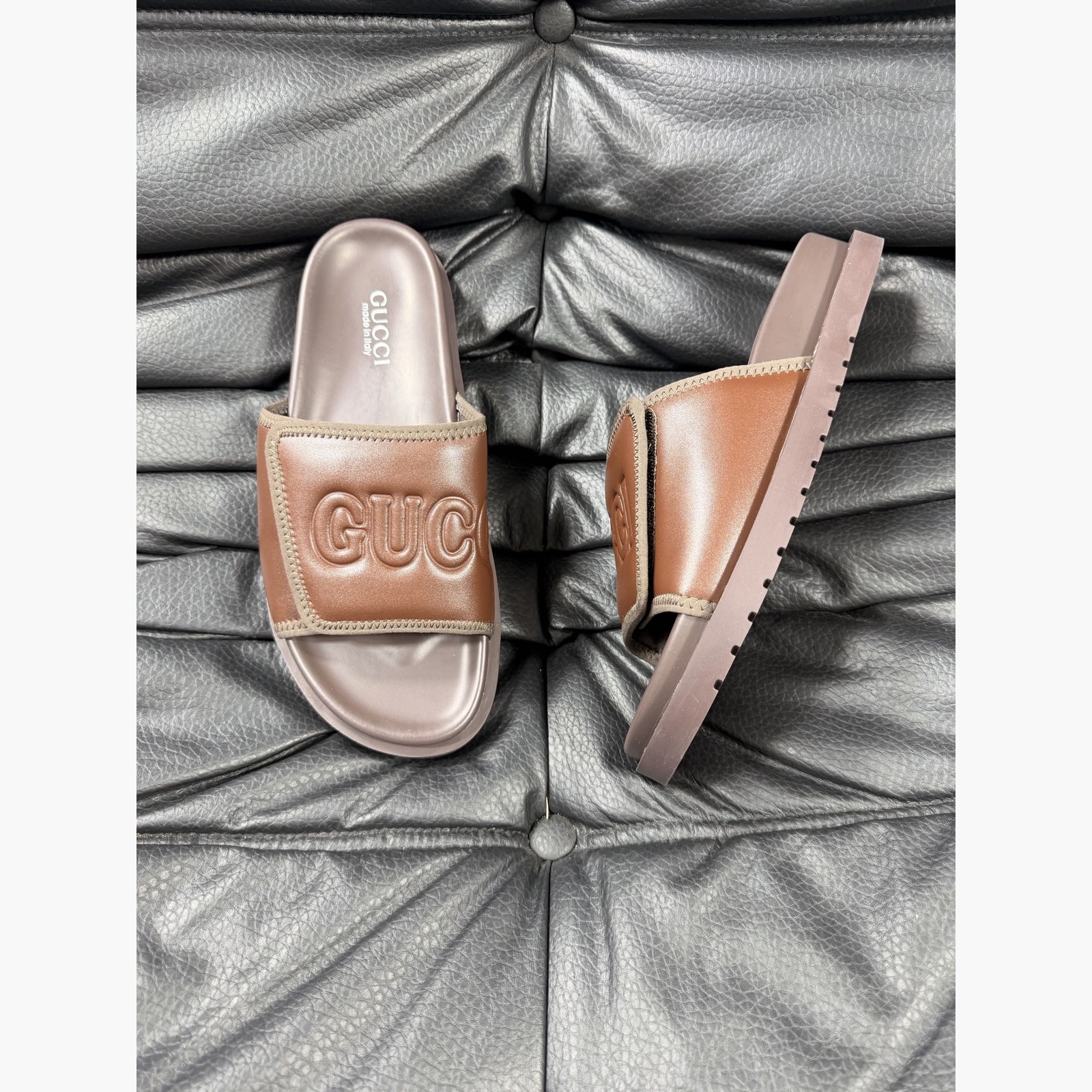 Gucci Women's Logo Slide Sandals – Brown alternate product view 1