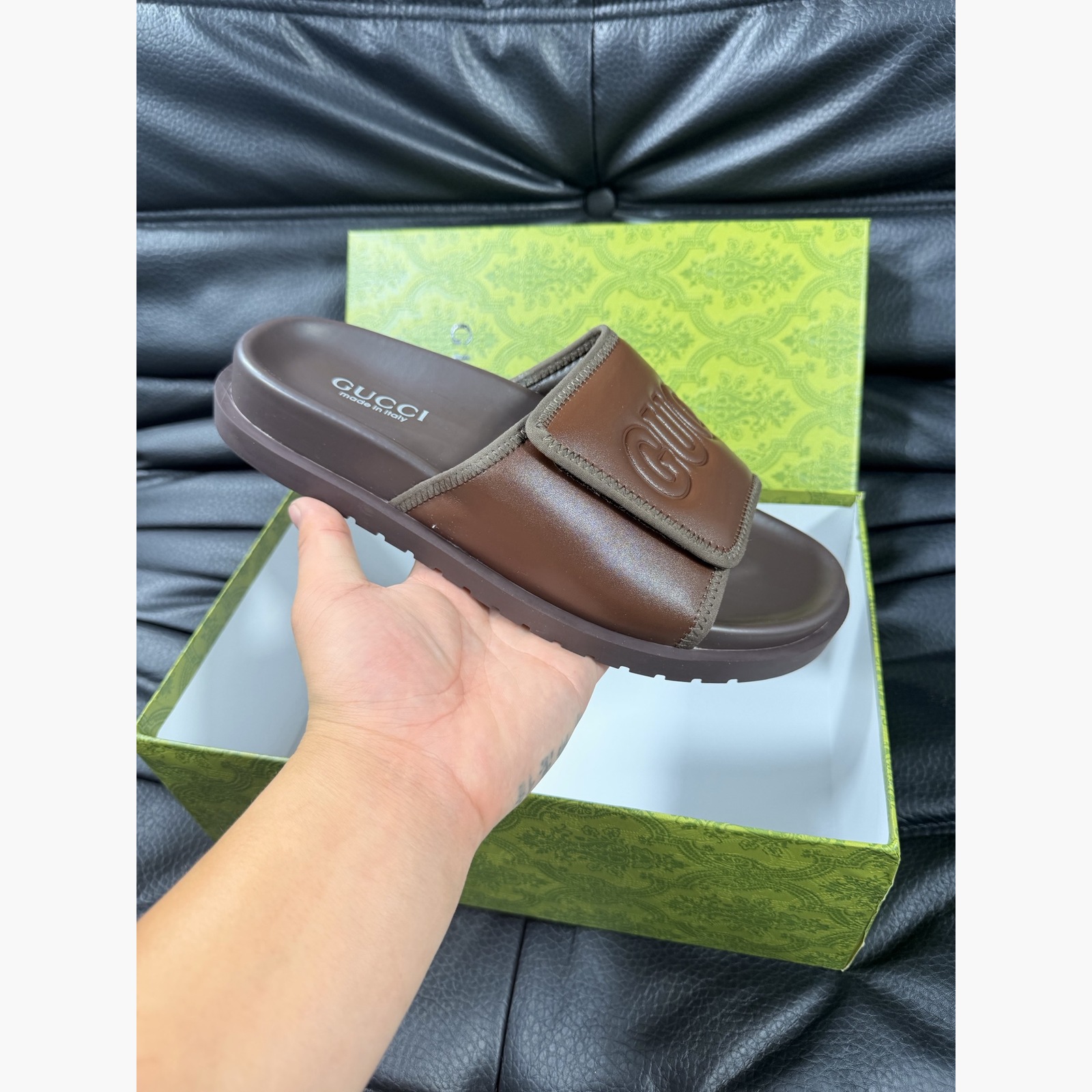 Gucci Women's Logo Slide Sandals – Brown alternate product view 3