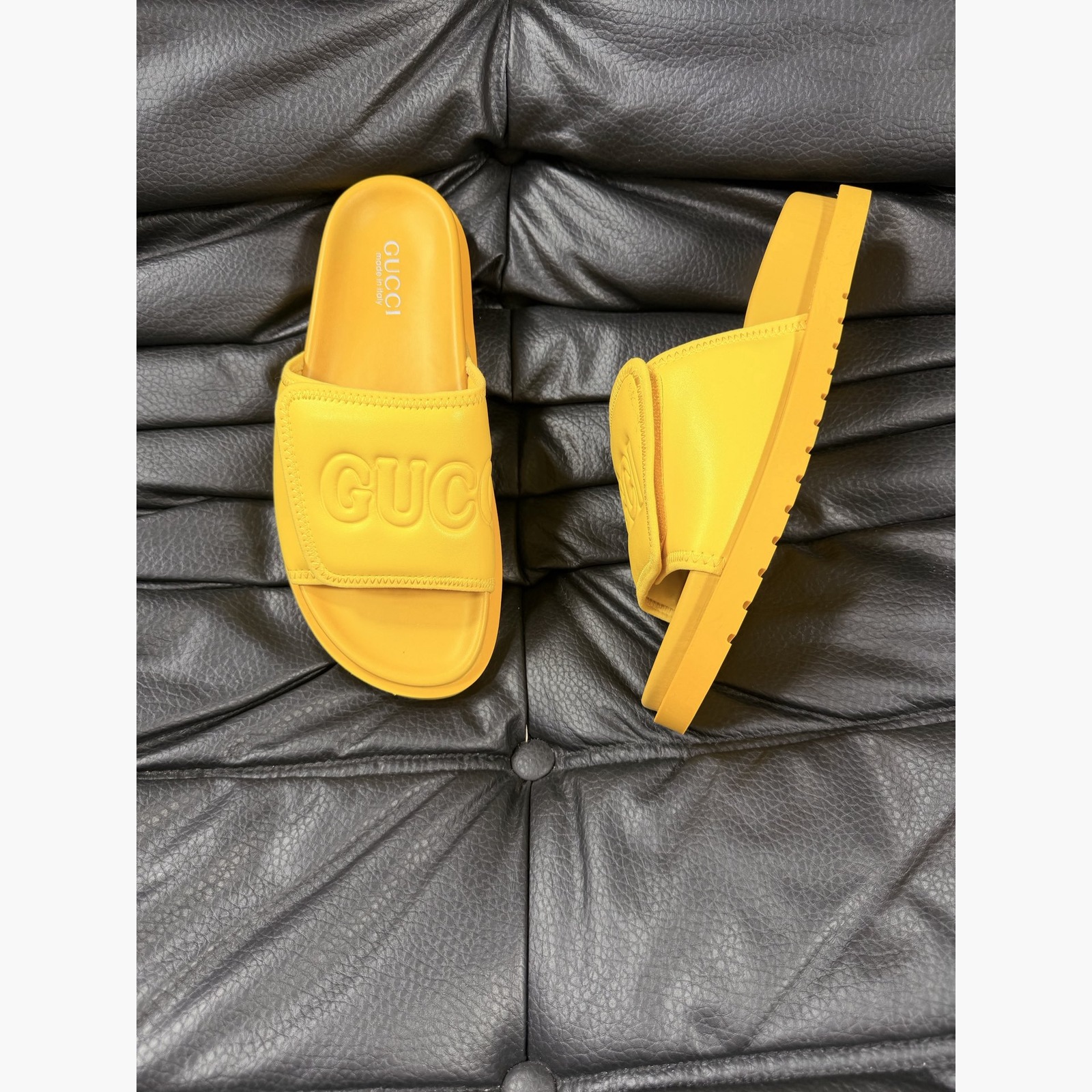 Gucci Women's Logo Slide Sandals – Yellow alternate product view 1