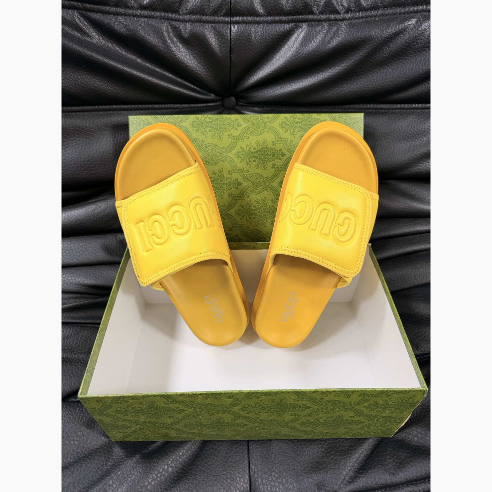 Gucci Women's Logo Slide Sandals – Yellow alternate product view 2