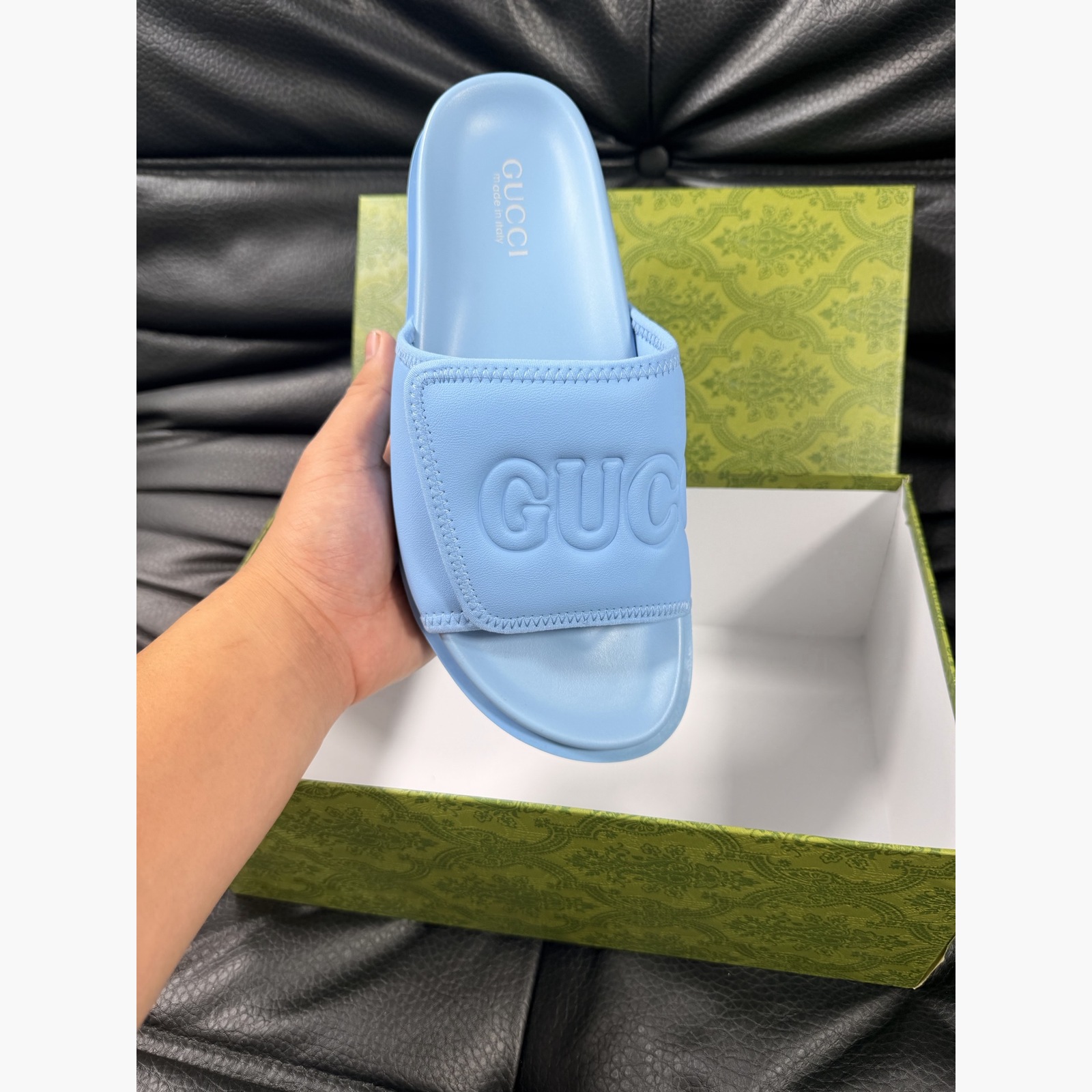 Gucci Women's Logo Slide Sandals – Blue alternate product view 3