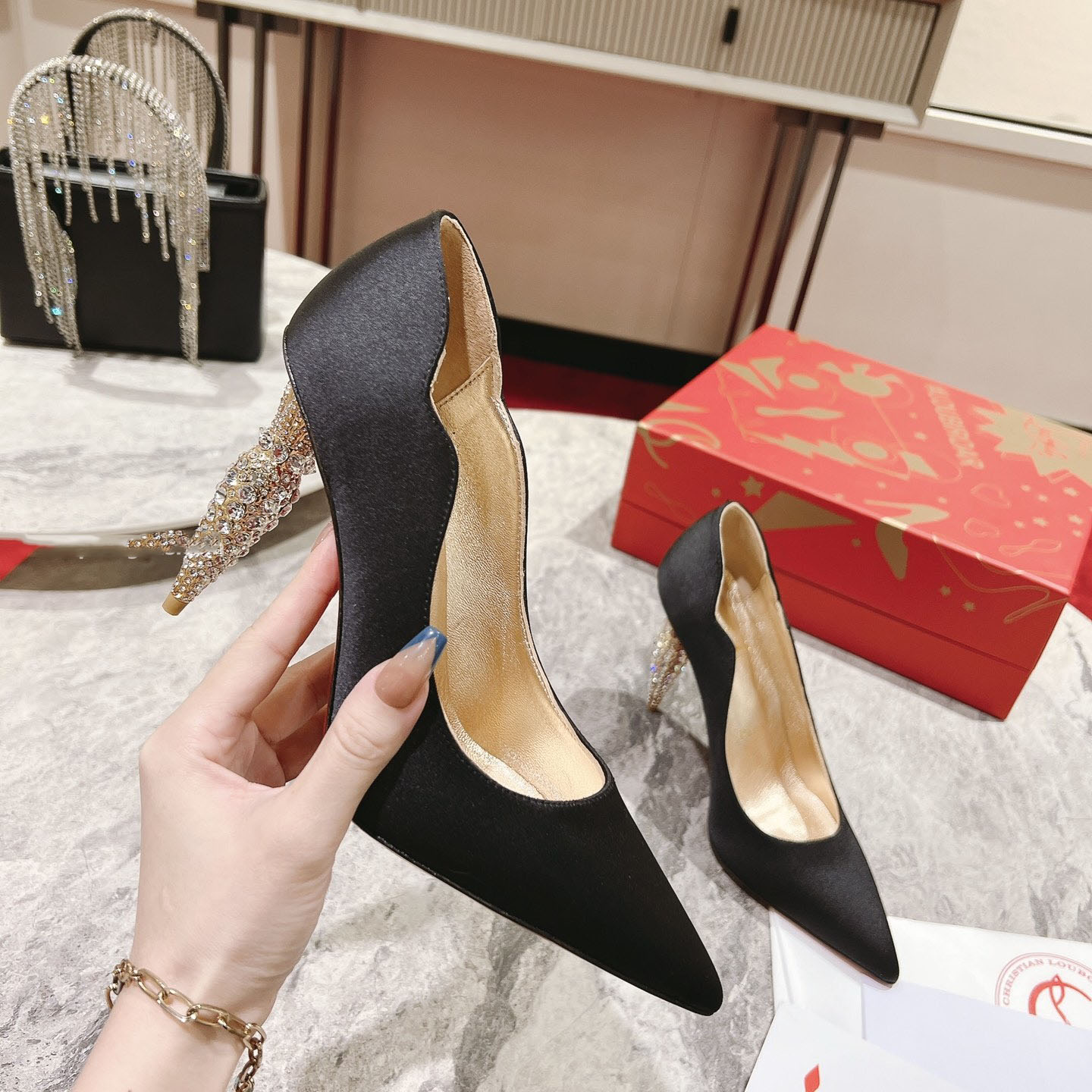 Christian Louboutin Lipstrass Sandal Pumps Black Reps - PCL032 - view 03