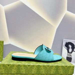 Women’s Interlocking G Cut-Out Slide Blue Sandal reps - SC036 - view 01