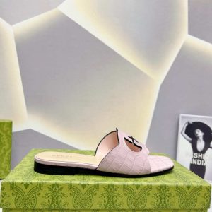 Women’s Interlocking G Cut-Out Slide Pink Sandal Reps - SC037 - view 01
