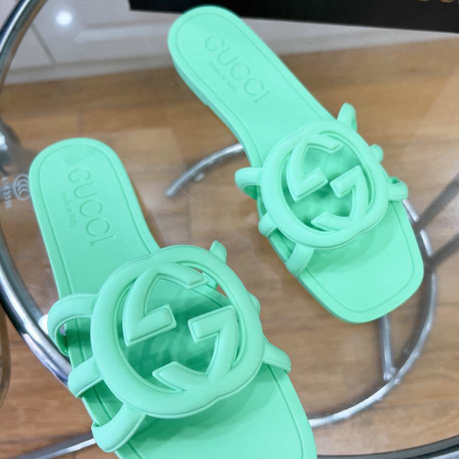 Women’s Interlocking G Slide Pale Green Rubber Sandal Reps - SC038 - view 04