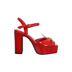 Horsebit Flatform Red Leather Sandal 115mm Reps - SC032 - view 01