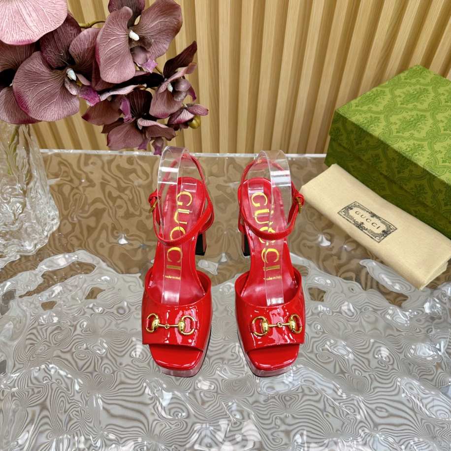 Horsebit Flatform Red Leather Sandal 115mm Reps - SC032 - view 03