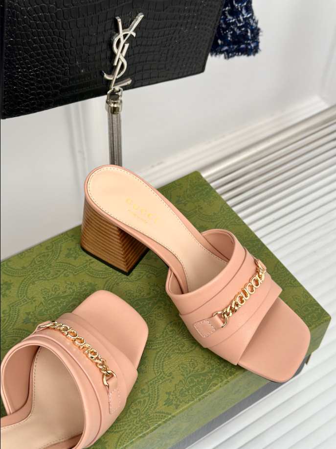 Gucci Leather Signoria Heeled Rose Sandals 75 Reps - SC024 - view 02
