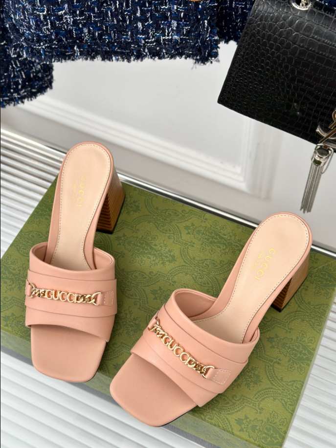 Gucci Leather Signoria Heeled Rose Sandals 75 Reps - SC024 - view 05