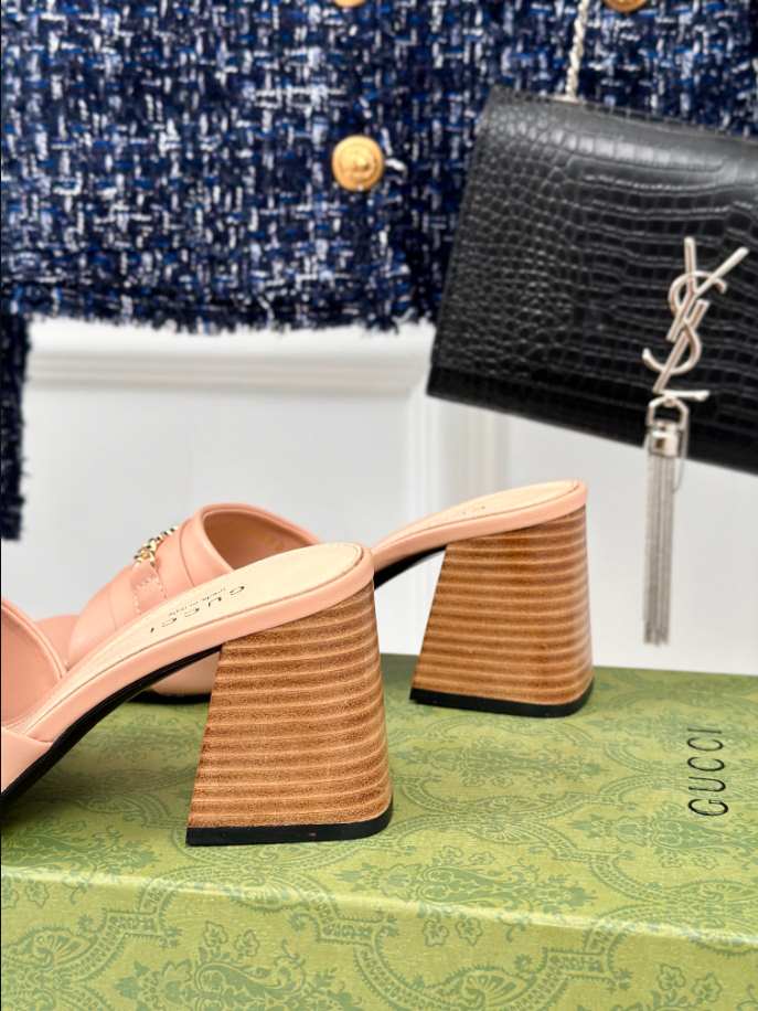 Gucci Leather Signoria Heeled Rose Sandals 75 Reps - SC024 - view 06