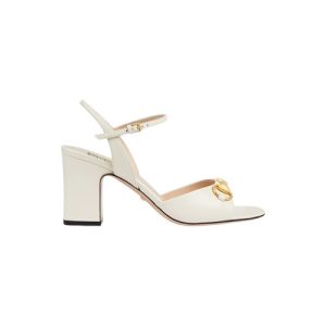 Women’s Horsebit Mid-heel White 75mm Sandal Reps - SC010 - view 01