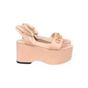 Women’s Horsebit Flatform Rose Leather Sandal Reps - SC026 - view 01