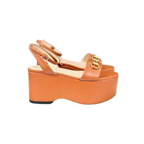 Women’s Horsebit Flatform Camel Leather Sandal Reps - SC030 - view 01