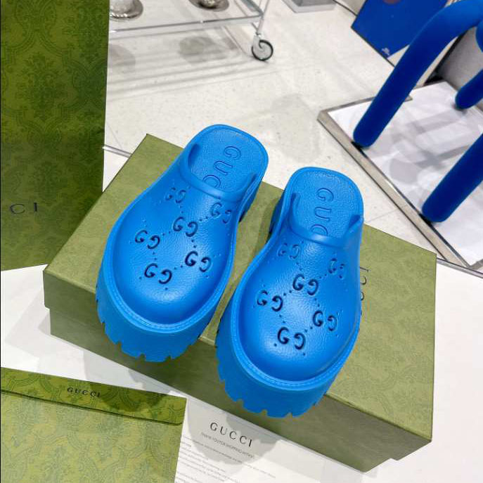 Women’s Platform Perforated G Blue Sandal Reps - SC044 - view 01
