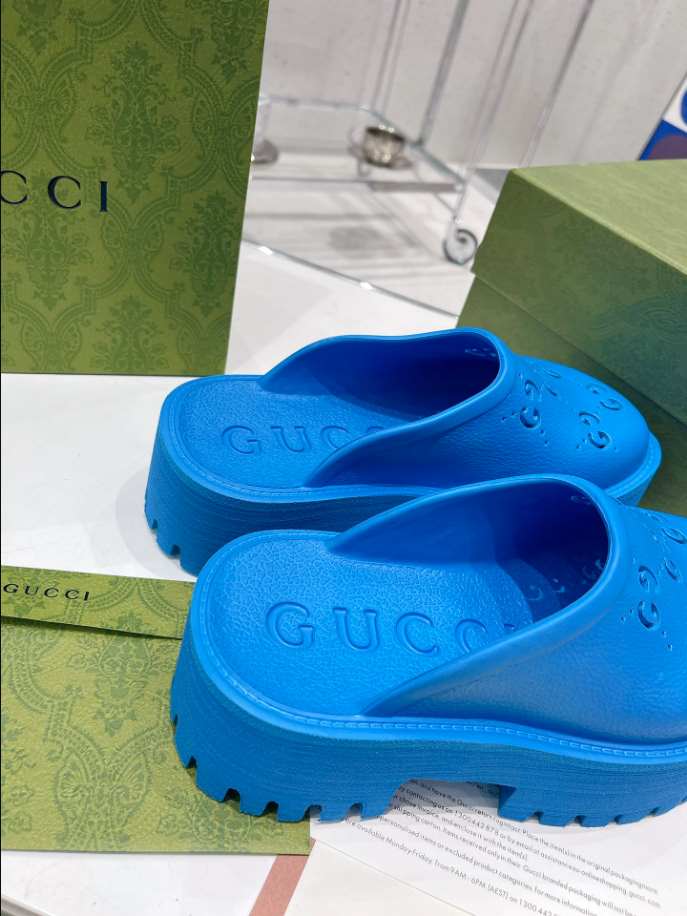 Women’s Platform Perforated G Blue Sandal Reps - SC044 - view 02