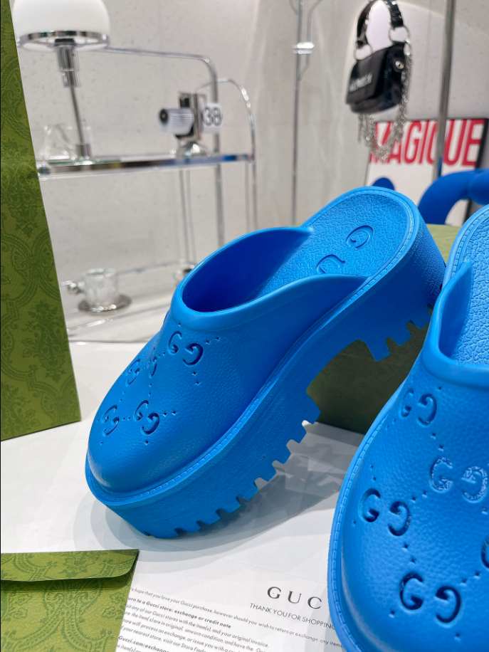 Women’s Platform Perforated G Blue Sandal Reps - SC044 - view 03