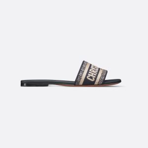 Women’s Christian Dior Dway Slide Deep Blue Embroidered Reps - DS003 - view 01