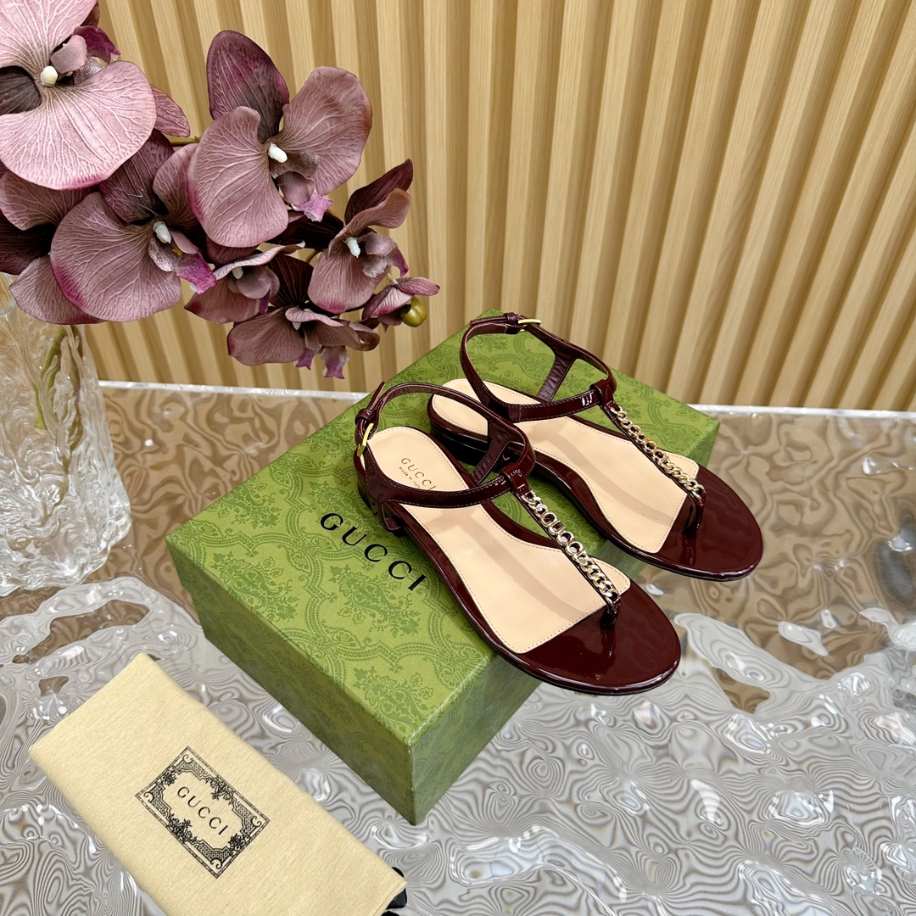 Gucci Signoria Red Patent Leather Thong Sandals Reps - SC003 - view 04