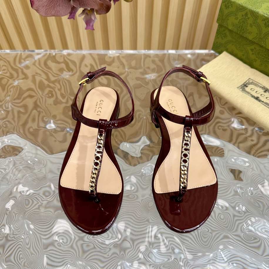 Gucci Signoria Red Patent Leather Thong Sandals Reps - SC003 - view 05