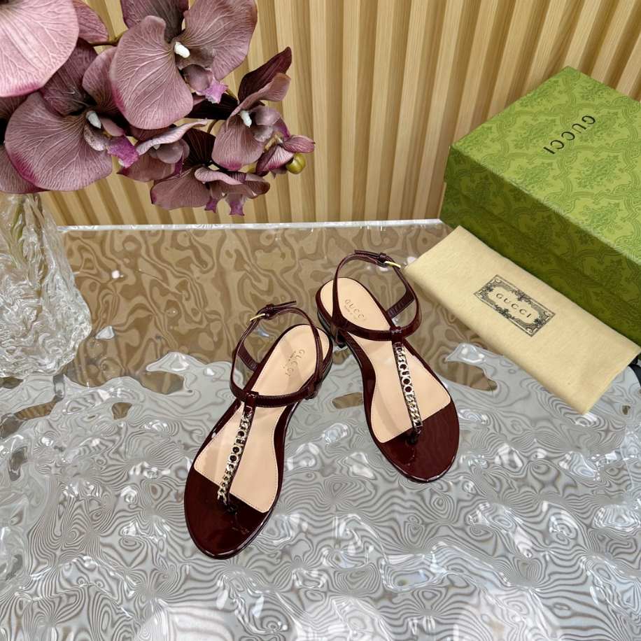 Gucci Signoria Red Patent Leather Thong Sandals Reps - SC003 - view 06