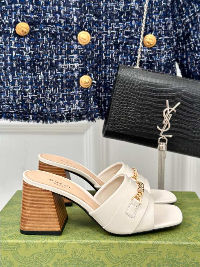 Gucci Leather Signoria Heeled Sandals 75 Reps - SC004 - view 02