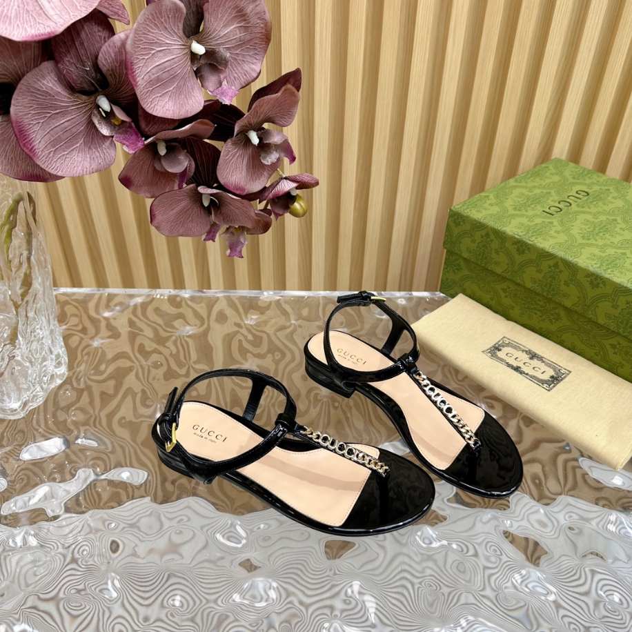 Gucci Signoria Black Patent Leather Thong Sandals Reps - SC002 - view 06