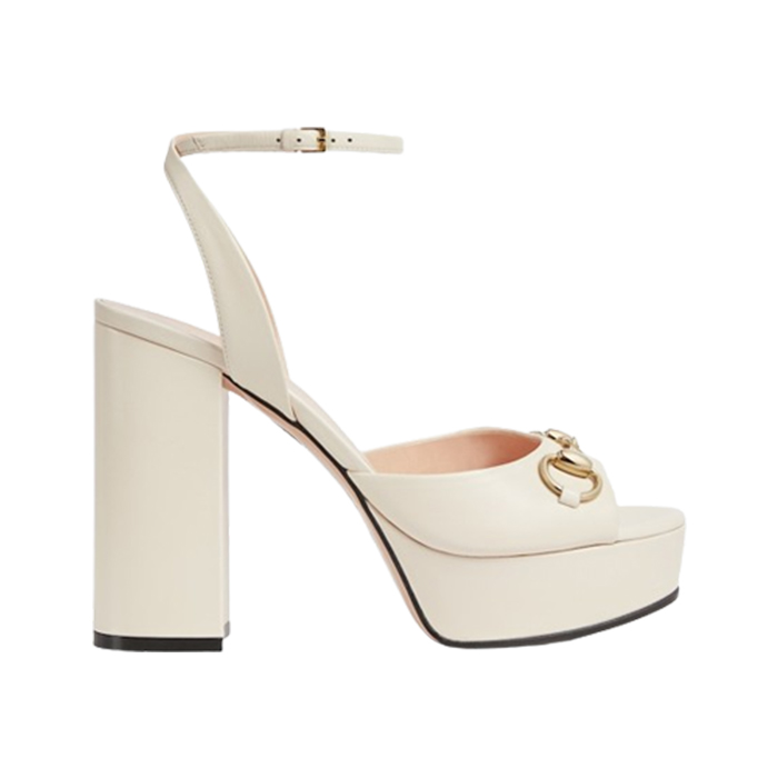 Horsebit Flatform White Leather Sandal 115mm Reps - SC008 - view 01