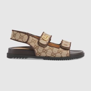 Women’s Double G Beige and ebony Original GG canvas Sandal Reps - SC013 - view 01