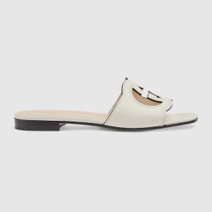 Women’s Interlocking G Cut-Out Slide White Sandal Reps - SC015 - view 01