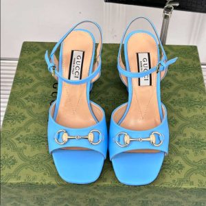 Women’s Horsebit Mid-heel Blue 75mm Sandal Reps - SC035 - view 01
