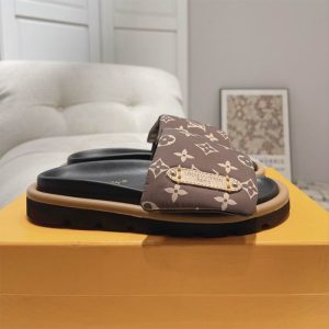 LV Pool Pillow Flat Comfort Mules Sandals Brown Replica - SLV014 - view 01