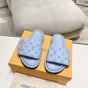 LV Pool Pillow Flat Comfort Mules Sandals Blue Replica - SLV013 - view 01