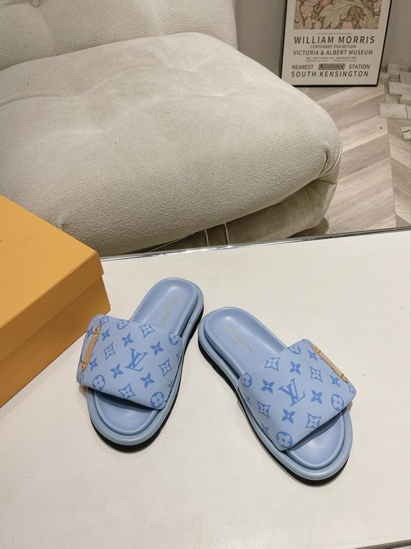 LV Pool Pillow Flat Comfort Mules Sandals Blue Replica - SLV013 - view 03