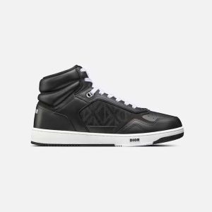 Dior Black Smooth Calfskin and CD Diamond Canvas Sneaker Replica - DR064 - view 01
